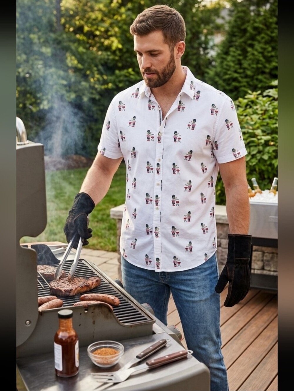 Denim & Flower Ricky Singh BBQ Grilling Guy Sz M